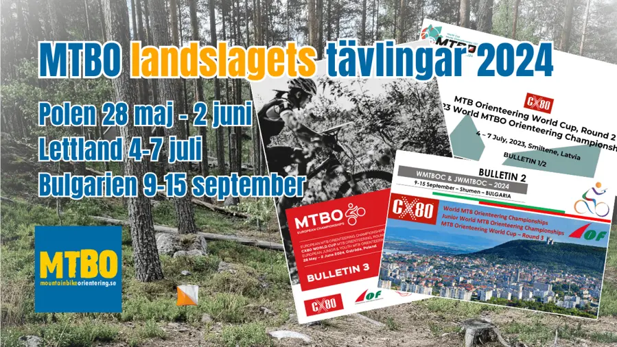 Varje år är det världscup och internationella mästerskap vid tre tillfällen, då samlas världens bästa mountainbikeorienterare och tävlar mot varandra. Här kan du läsa mer om programmet för 2024.